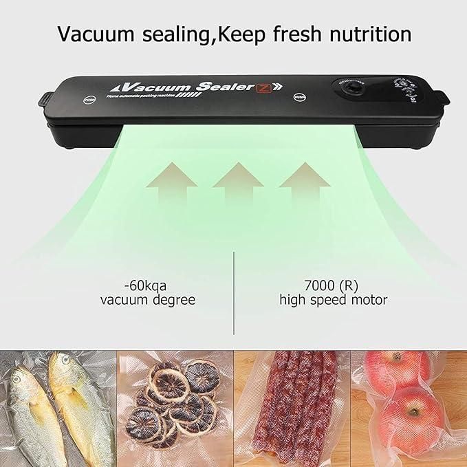 Vacuum Sealer Machine, Automatic Fresh Food-Sealer, Vacuum Packing Machine For Fruits, Meat Preservation With Dry & Moist Sealing Modes With LED (Multi Color)