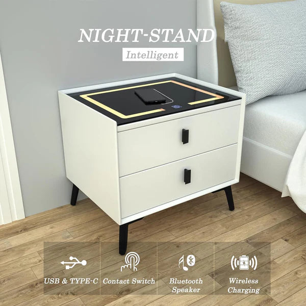Smart Side Table with Wireless Charging Station ( Night Stand )