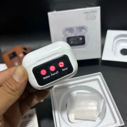 Earbuddy Pro 2nd Generation, With Display Touch Screen Wireless Earbuds, With- ANC Active Noise, Cancellation, Type-C Fast Charging (White)